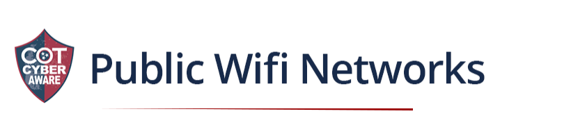 Image of a shield for Cyber Aware with the words Public Wifi Networks