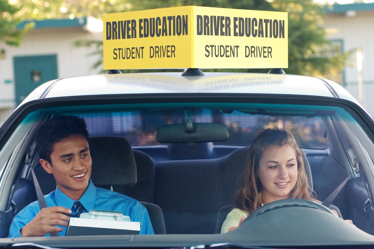 Student driver taking a driver education course.