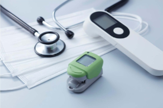 stethoscope and medical equipment on white background